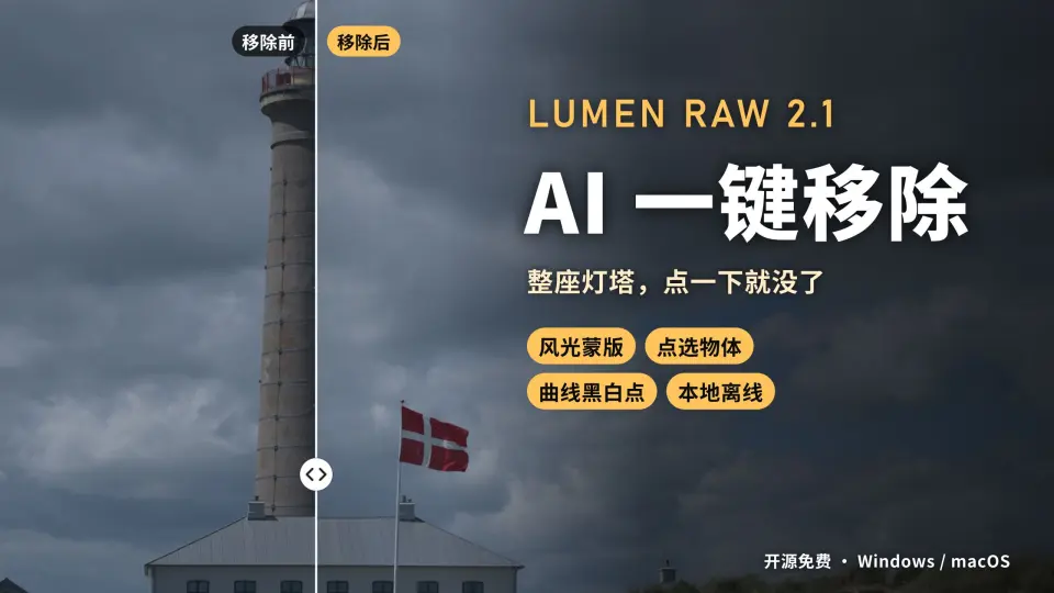 视频封面：LUMEN RAW 2.1，AI 一键移除